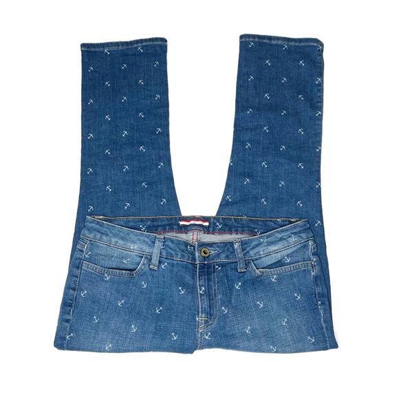 Tommy Hilfiger Nautical Anchor Print Crop Straight Leg Jeans size 4 - Picture 6 of 13